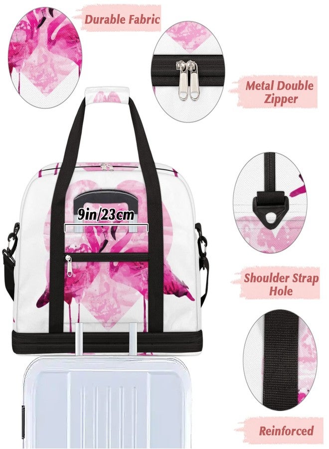 cfpolar Couple Flamingo Foldable Travel Duffel Bag Tote Carry On Luggage Sports Gym Bag With Shoe Compartment For Woman Man Overnight Weekend Yoga Workout Training Handbag - Image 5